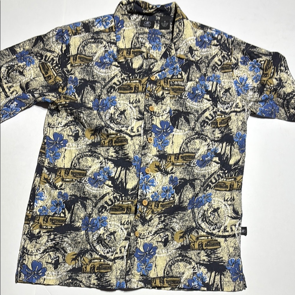 First Wave Casual Blue and Tan Button Down Shirt